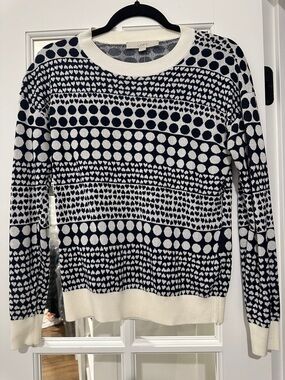 LOFT Navy & White Graphic Crewneck Sweater